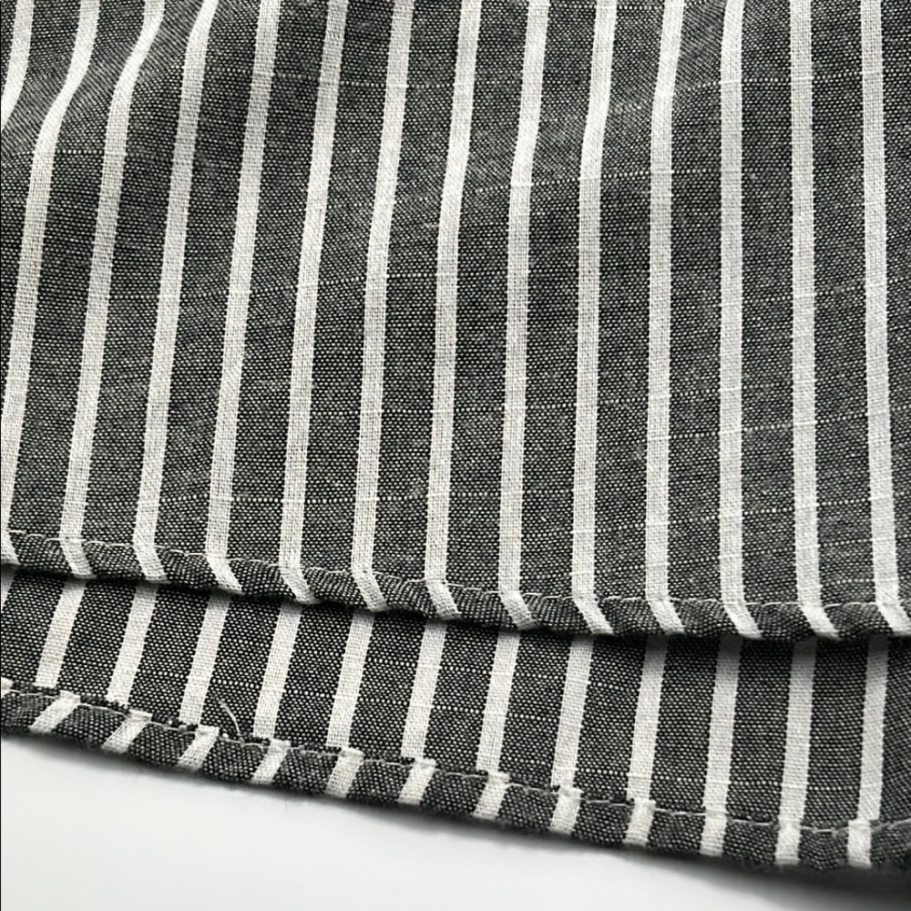 Velzera Embroidered Boho Tunic Gray Striped Pom Pom Blouse Lagenlook Top Small - Picture 9 of 15